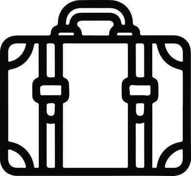 Vintage Suitcase Luggage Briefcase Icon Minimal Black Outline Vector Symbol