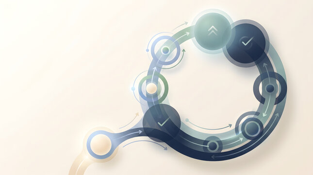 Strategic Business Development Infographic Featuring Circular Progress Nodes for Optimized Customer Retention Growth
