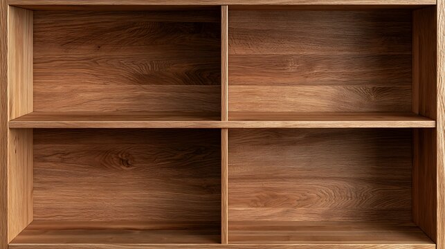 Walnut Wood Shelf with Four Empty Compartments / 四つの空の仕切りを持つウォールナットの棚
