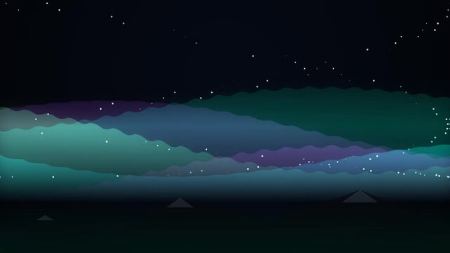 Abstract northern lights and starry night sky background