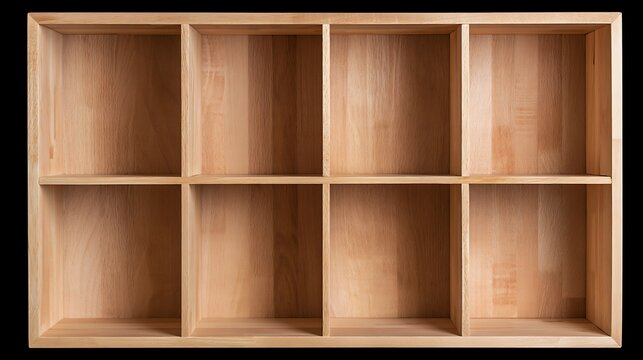 Light Wood Shelving Unit with Eight Empty Cubes / 八つの空きマスがある明るい木製シェルフ