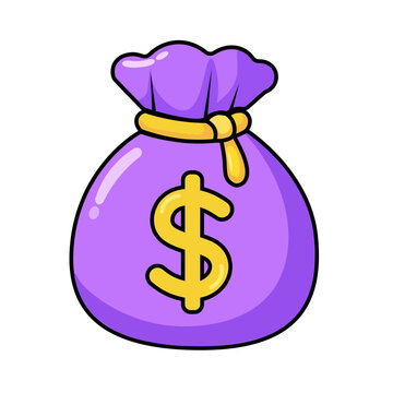 Cartoon Money Bag Vector Illustration Icon for Finance and Savings