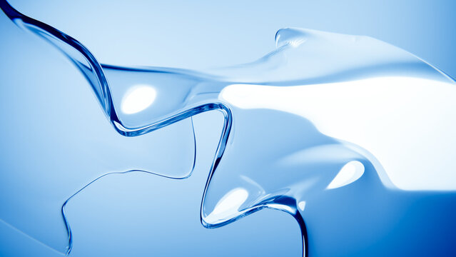 Glassy abstract wave with fluid reflections and soft contours.