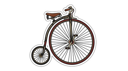 Naklejka premium Vintage Penny Farthing High Wheeler Bicycle Illustration Sticker Design
