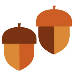 Minimalist geometric acorn pair autumn fall thanksgiving oak nut icon vector illustration © Lily Angel Studio