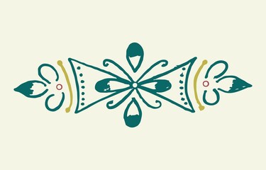 Closeup of editable hand drawing of traditional rangoli design element illustrations. © 2M Stocks