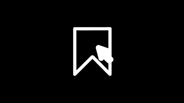 Animated minimal save icon click interaction with cursor pressing a save bookmark symbol on chroma key alpha channel