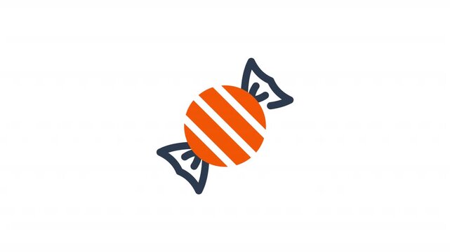 Rotating candy icon with stripes line animation graphic element