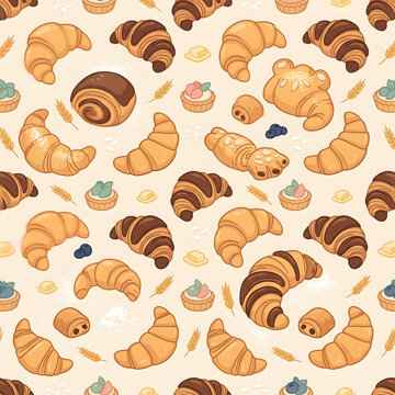 seamless pattern with croissant