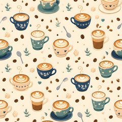 Obraz premium coffee seamless pattern