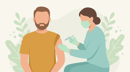 Obraz premium Healthcare Worker Vaccinating Man - Immunization and Health Protection Concept