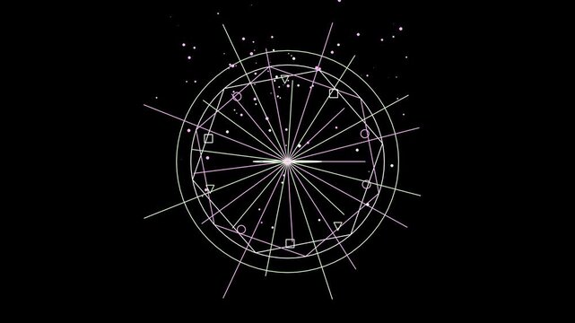 Magical Alchemy Seal and Glowing Esoteric Symbols Background on Dark Background