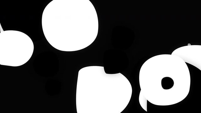 Minimalist black and white liquid metaballs expanding and merging, perfect for video transitions, abstract backgrounds and creative titles