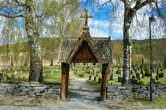 Traditional Churchyard Gate at Heddal Stave Church, Norway