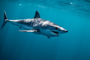 Naklejka premium Mako shark feeding in Baja California waters of Mexico