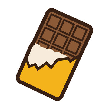 Chocolate candy bar with yellow wrapper and bite taken out