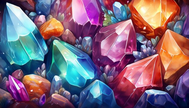 Background Of Beautiful Crystals And Colorful Gemstones