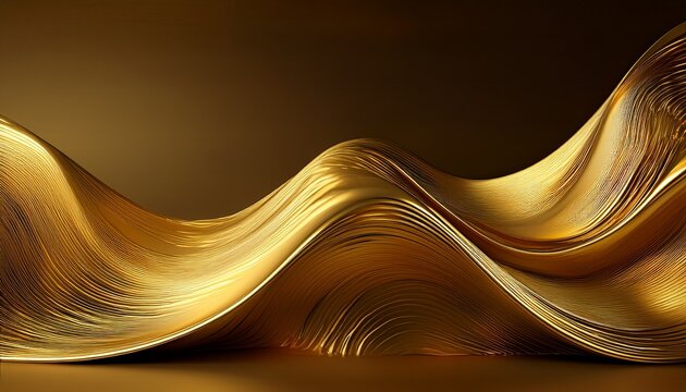 Luxury Gold Wave Abstract Background D Rendering