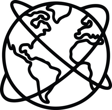 Globe World Travel Orbit International Icon Minimal Black Outline Vector Symbol