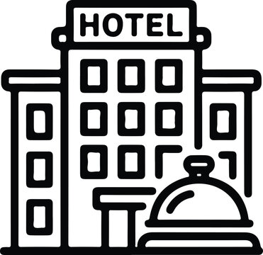 Hotel Building Accommodation Service Bell Icon Minimal Black Outline Vector Symbol