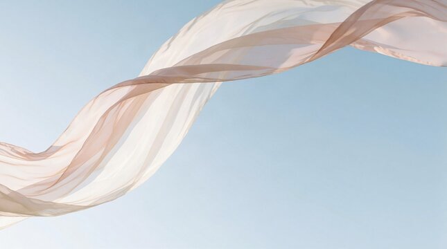 Flowing Sheer Fabric Against a Clear Blue Sky