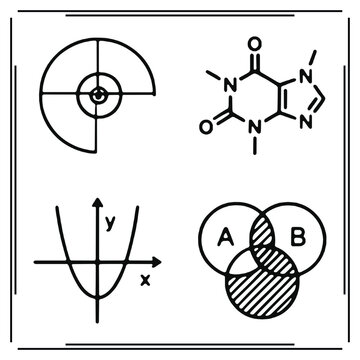 Science Mathematics and Chemistry Vector Icon Set