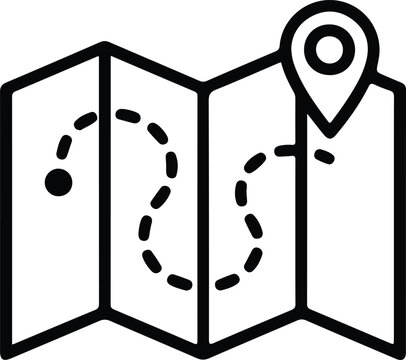 Map Route Folded Location Navigation Icon Minimal Black Outline Vector Symbol