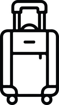 Suitcase Luggage Travel Trolley Icon Minimal Black Outline Vector Symbol