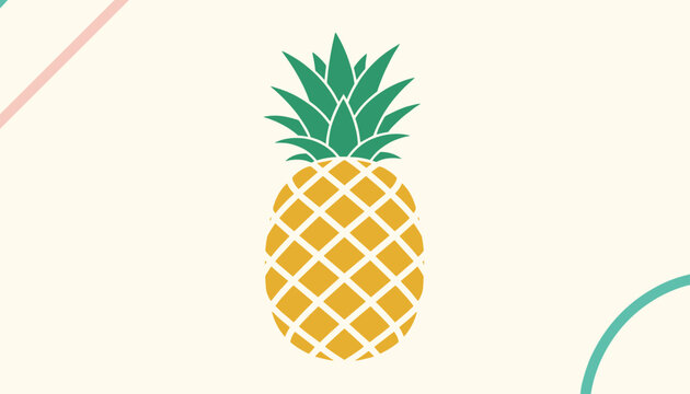 Fresh organic tropical pineapple fruit isolated on a warm cream background with subtle abstract geometric lines.
