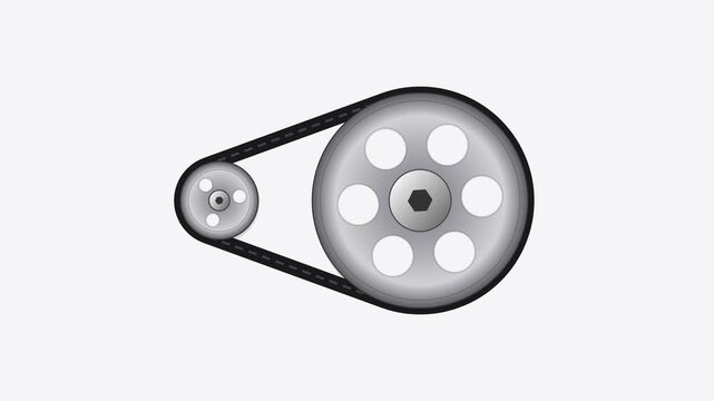 Dynamic animation showing interlocking gears and a drive chain in continuous rotation, representing fundamental mechanical principles.