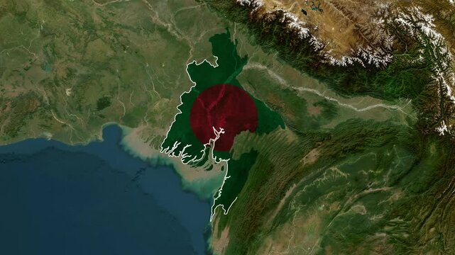 Bangladesh national map motion footage featuring animated flag overlay design elements