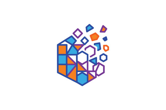 Colorful geometric cube logo design.