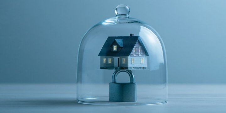 House protected by lock under glass dome