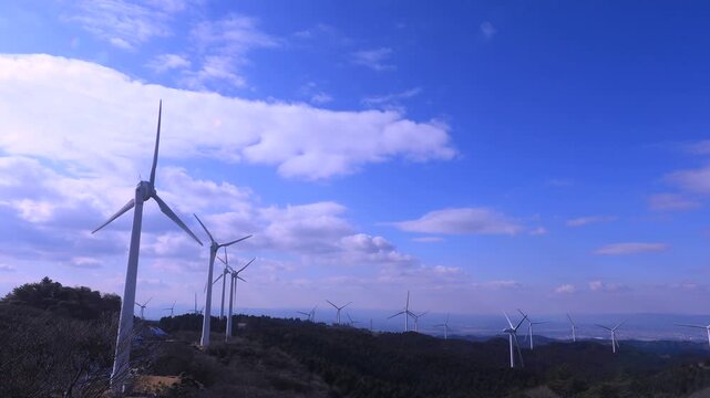 Wind Turbines on Aoyama Plateau, Mie Japan (Standard 4K)