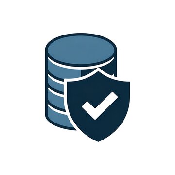 Database icon with secure shield and check mark symbol