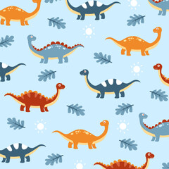 dinosaur seamless pattern cartoon design for kids apparel © Rizki
