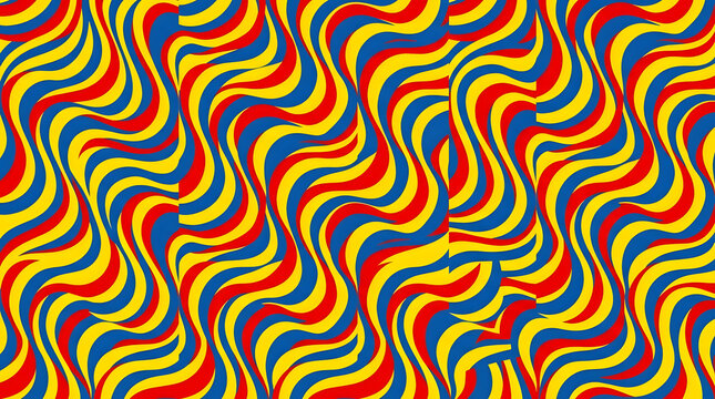 Vibrant psychedelic wavy lines seamless pattern.