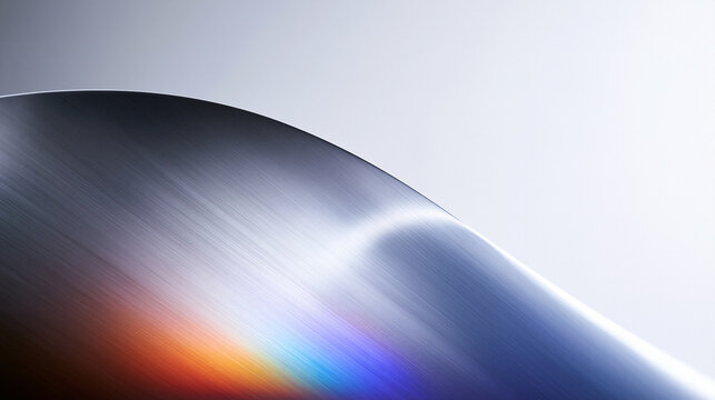 Abstract Curved Metallic Surface with Prismatic Light Reflection