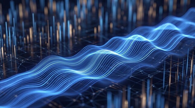 Big Data Flow and Glowing Digital Wave Technology Background