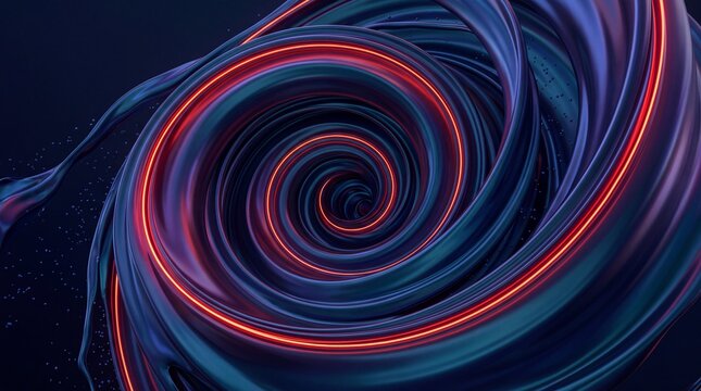 Abstract 3D Spiral Vortex with Glowing Neon Edges