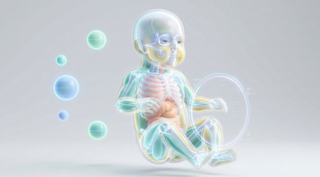 Infant body composition with bone density, tissue layers, fat distribution, organ volume, and calibration markers