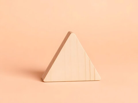 Minimalist Wooden Door Stopper Isolated on Plain Peach Background