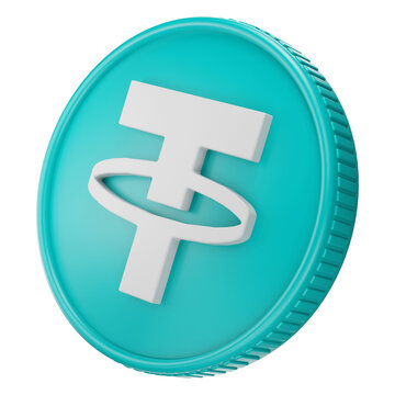 Tether USDT Cryptocurrency Coin 3D Render Illustration
