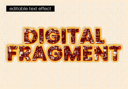 Glowing Digital Fragment Texture Editable Text Effect