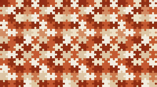Brown and orange interlocking jigsaw puzzle piece pattern.