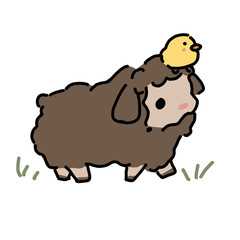 Obraz premium Cute Brown Sheep Cartoon Character