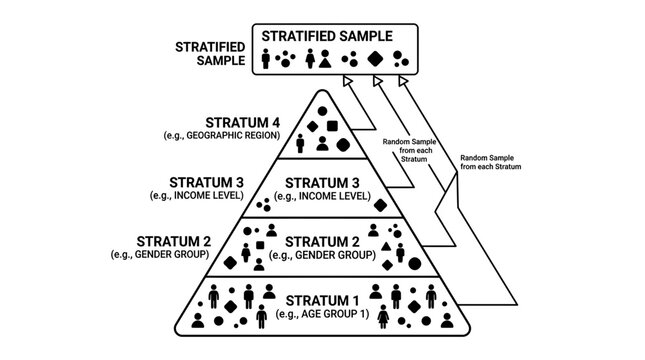 Stratified Sample Diagram: Research and Statistics Concept
