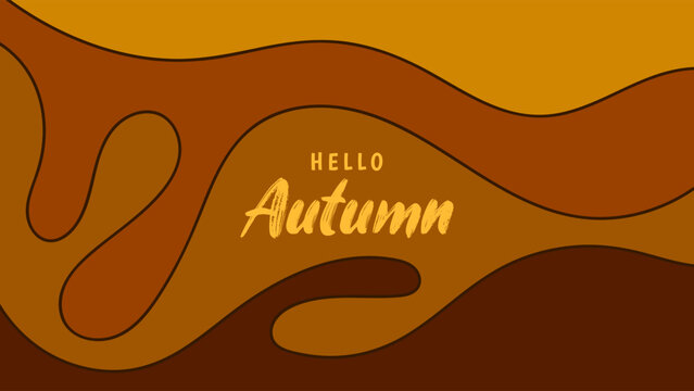 Illustration Modern Abstract Autumn Background with Hand Drawn Organic Shapes Orange Amber Brown Flat Color Design Vector. Perfect for Seasonal Greeting Card, Banner, Poster, Social Media, Web Header