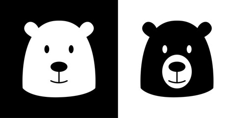 Logo con dibujo sencillo de la cabeza de un oso negro y un oso blanco simpáticos, en fondo blanco y negro  © teracreonte
