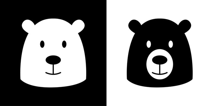 Logo con dibujo sencillo de la cabeza de un oso negro y un oso blanco simp&aacute;ticos, en fondo blanco y negro 